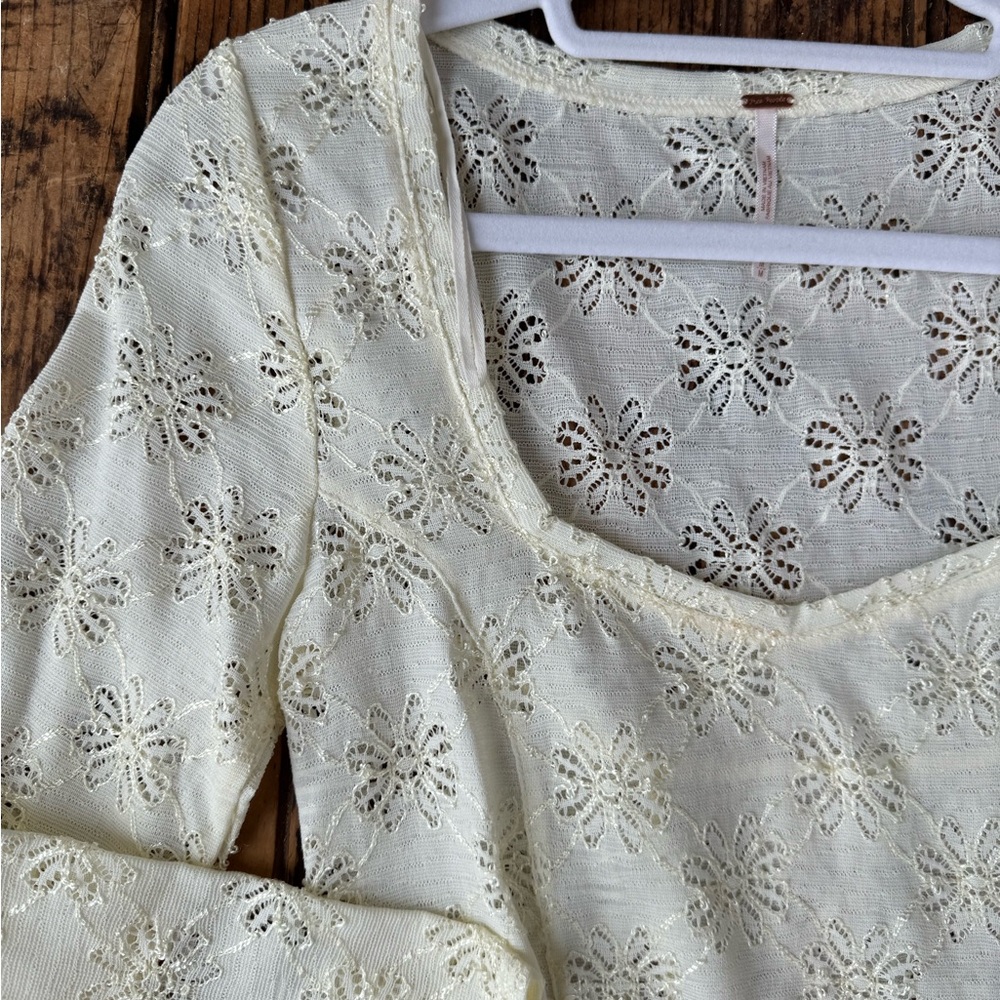 Free People Ivory Lace Peplum Top NWT M